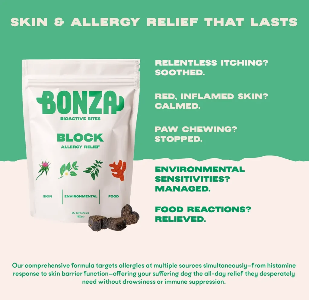 Bonza Block Bioactive Bites Natuurlijk Antihistamine Supplement Zeer Effectieve Huid- en Seizoensgebonden Allergieverlichting voor Honden