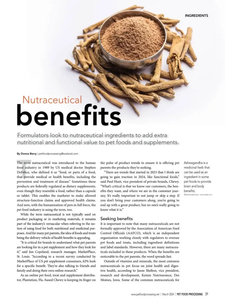 Nutraceuticals voor honden Verwerking van diervoeding maart 2024