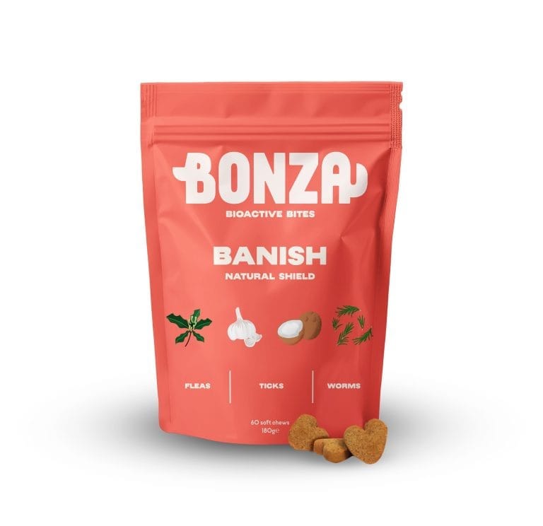 Bonza Banish Meilleur traitement naturel contre les puces, les tiques et les vers pour les chiens