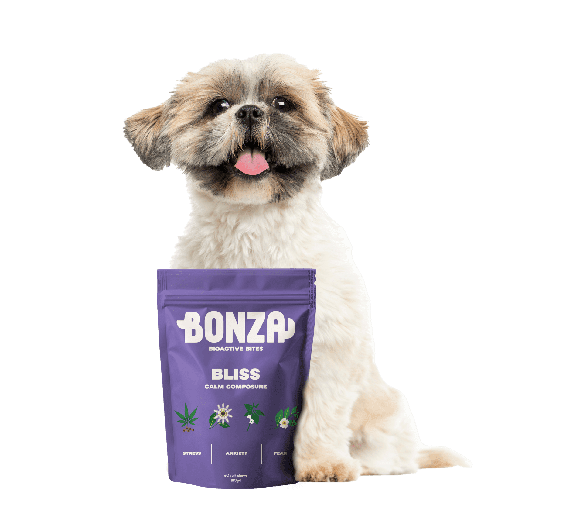 Bonza Bioactive Bites Bliss Bestes natürliches funktionelles Beruhigungsmittel für Hunde bei Stress, Angst, Verhaltensproblemen und Furcht