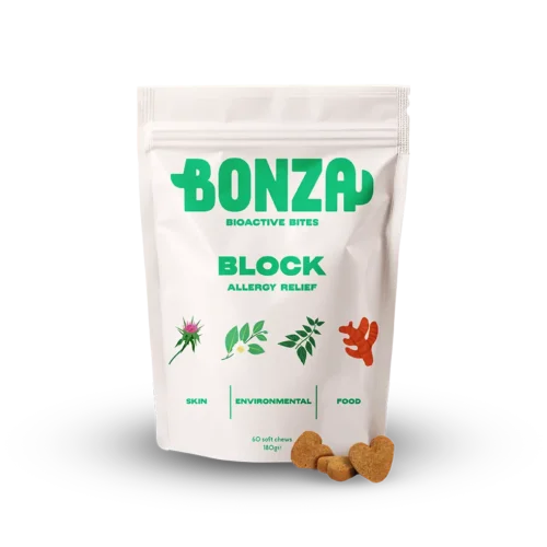 Bonza Bioactive Bites Block Natürliches Antihistaminikum Nahrungsergänzung Hund Allergien Haut Nahrung Floh Saisonale Bonza Bioactive Bites Block Natürliches Antihistaminikum für Hundeallergien - Haut-, Futter-, Floh-, Umwelt- und saisonale Allergien