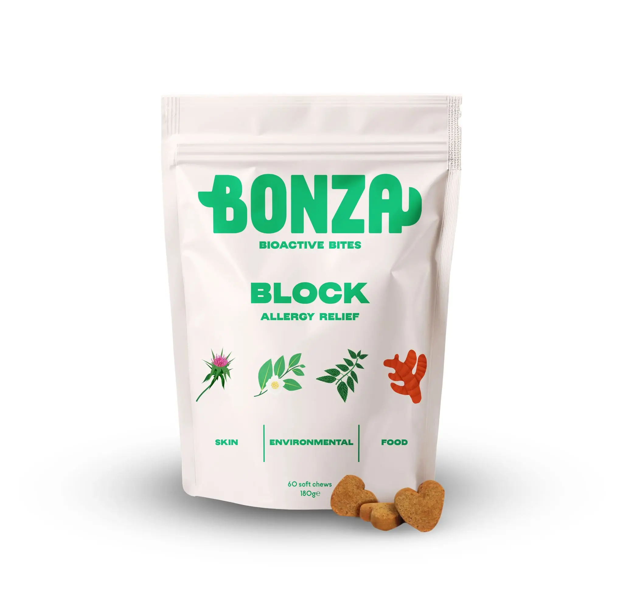 Bonza Bioactive Bites Blok Quercetine Natuurlijk Antihistaminicum Supplement voor Honden Allergie