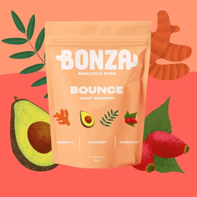 Bonza Bounce Suplemento avanzado para articulaciones y movilidad para perros