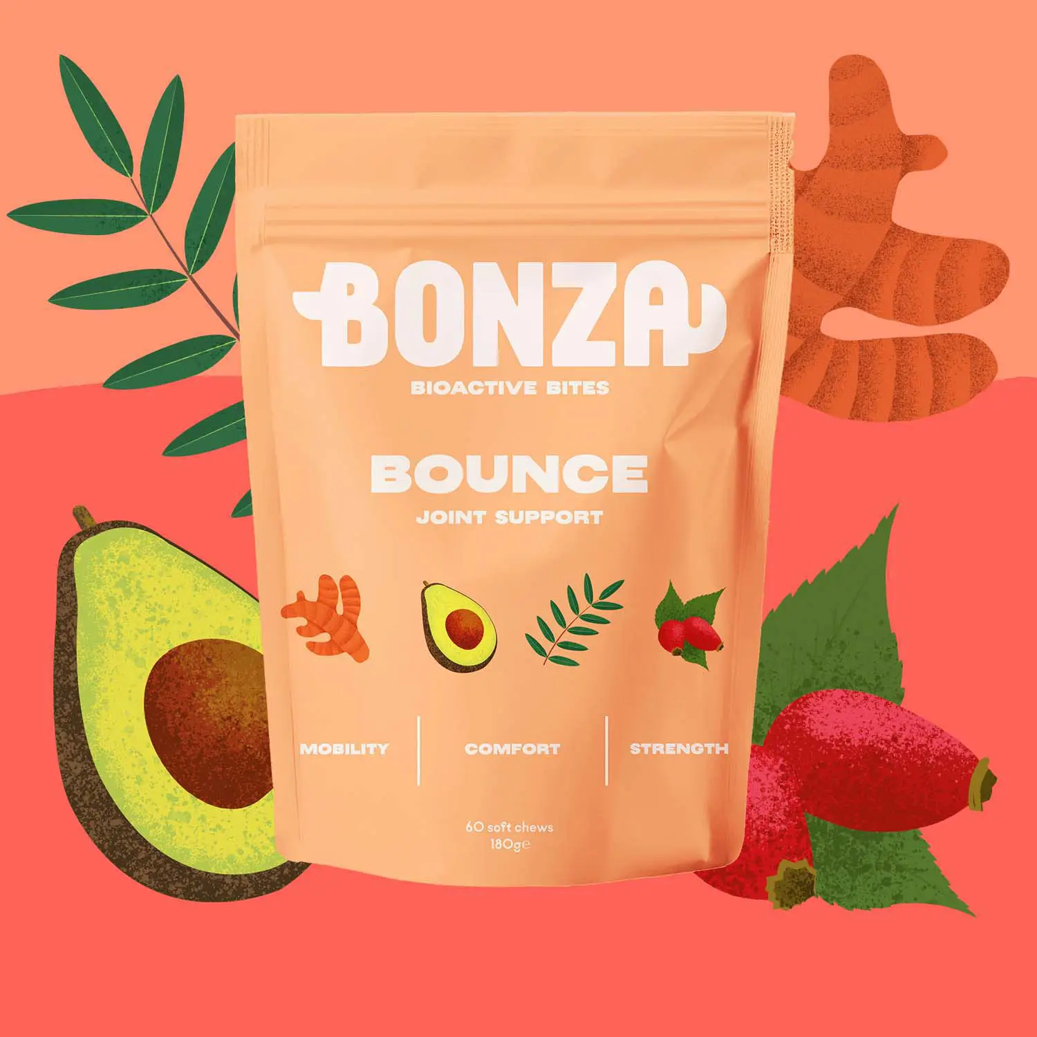 Bonza Bounce Suplemento avanzado para articulaciones y movilidad para perros