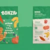Bonza vegan vegetarian plant-based dog food uk packaging back front Bonza vegan vegetarian plant based dog food uk packaging back front