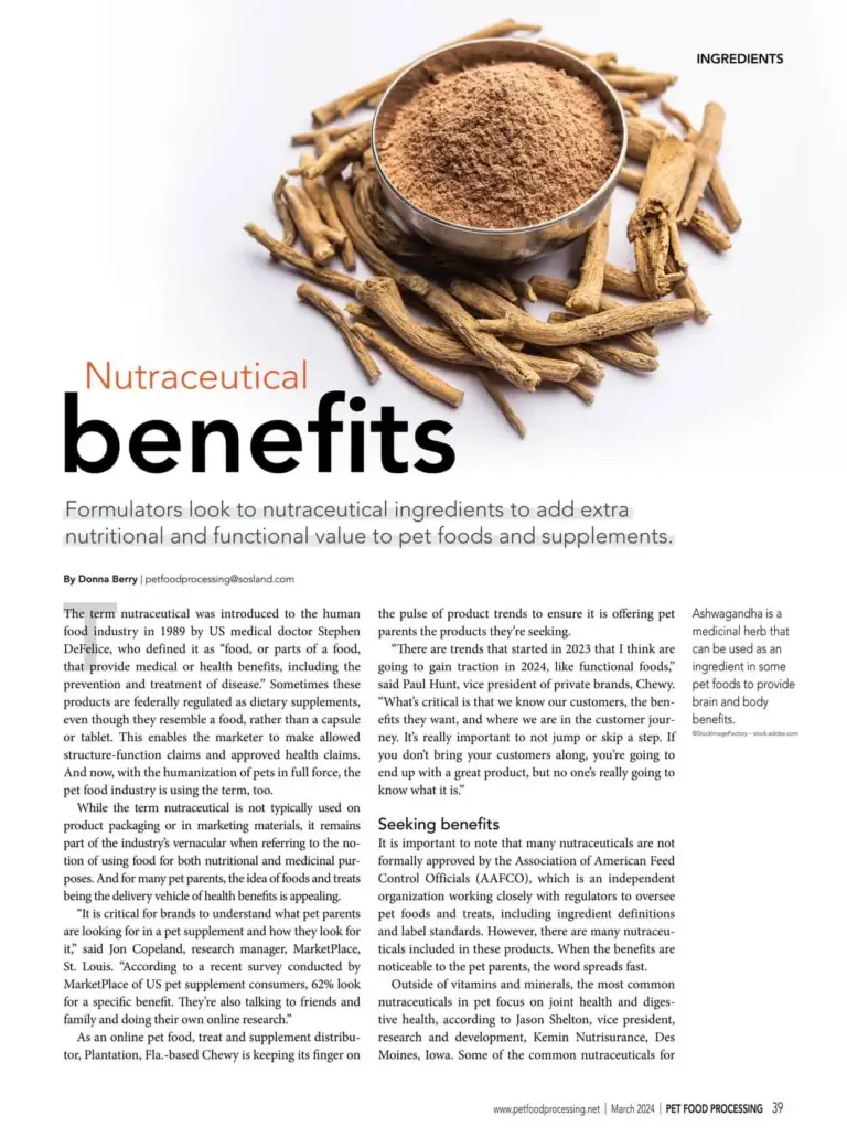 Nutraceuticals for Dogs Pet Food Processing March 2024
